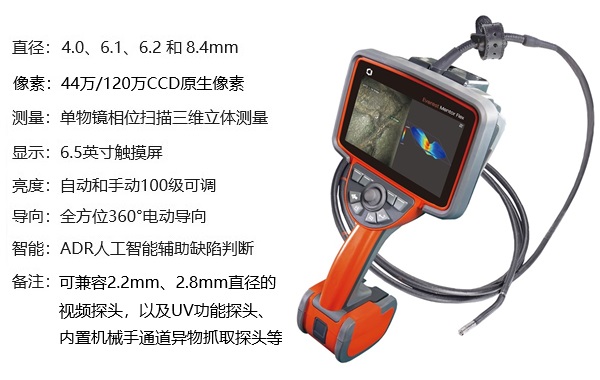 美國韋林高清孔探儀 Everest XLG4+/MViQ+ 的產品圖及主要參數